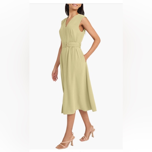 Never worn Maggy London moss  V-Neck Dress - Picture 1 of 9